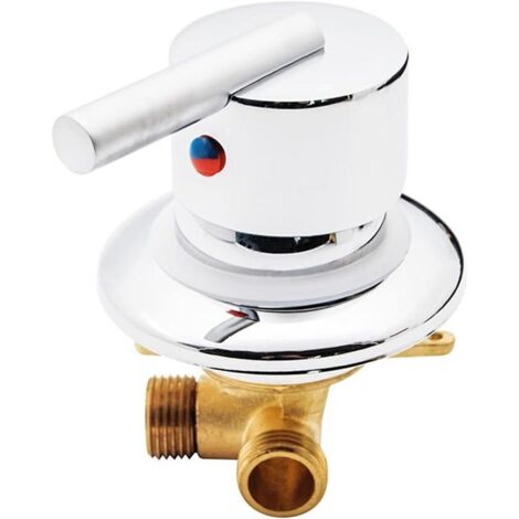 Robinet mélangeur thermostatique en laiton pour eau chaude et froide, Mélangeur de Salle de Douche Vanne de Mélange d'eau Chaude et Froide Mélangeur (1/4)