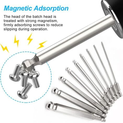Embout Tournevis Balle Fin 1/4 '' Hexagonale 100mm Mèche H1.5-H10 Magnétique