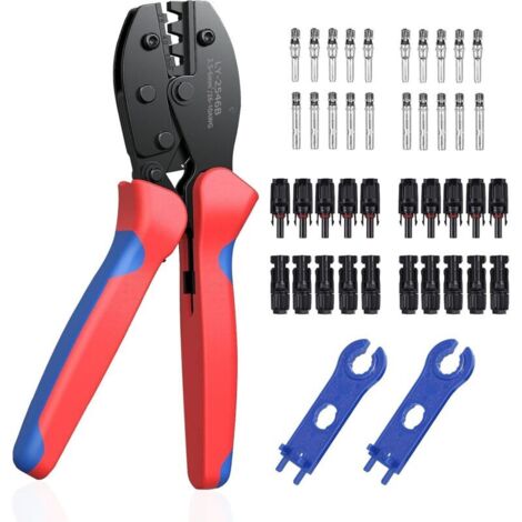 Pince à Sertir Solaire Kit Pour CâBle , Outils à Sertir Solaires Pour CâBl , Panneau Solaire 2.5/4.0/6.0mm²+20pcs Mc4 MâLe Connecteur CâBle De Panneau Solaire Femelle+1paire Connecteur De Solaire Mc4 (1/4)