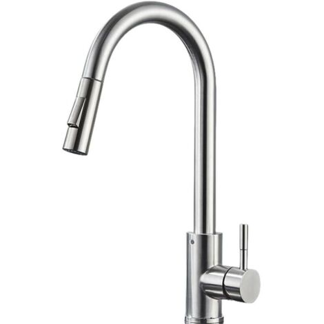 Robinet d'évier de cuisine en acier inoxydable 304 , évier brossé blanc , robinet extractible pour bassin à légumes , accessoires de cuisine (1/4)