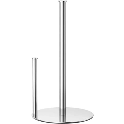 Porte-Rouleau de Cuisine argenté sur Pied, Porte-essuie-Tout pour Rouleaux Standards et Grands pour Plan de Travail de Cuisine et de Salle à Manger, Porte-Rouleau de Cuisine sans perçage (1/4)