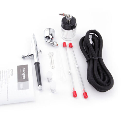 Professionnel Pistolet aerographe kit/Double Action/avec Aiguille de 0,2/0,3/0,5 buse et Tuyau. (1/4)
