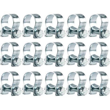 15 Pièces Collier de Serrage Métallique Inox 12-14mm Colliers Serrage Collier Durite Réglables pour Pince Collier Echappement Tuyau de Carburant