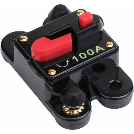 disjoncteur avec réinitialisation manuelle, 100A Porte-fusible Moteur de pêche à la traîne Auto Voiture Marine Bateau Vélo Stéréo Audio Inline Fusible Onduleur 12V-24V DC (100A) (1/4)