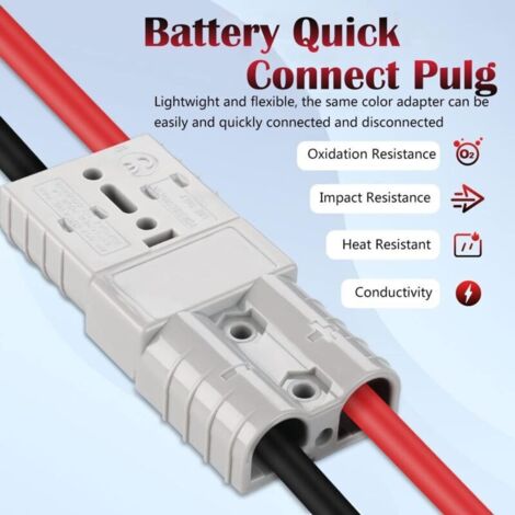 LINSYRC 2 Paires Adaptateur Connecteurs Mâle et Femelle Prise EC8 avec Câble en Silicone 15CM 10AWG pour Batterie RC Lipo