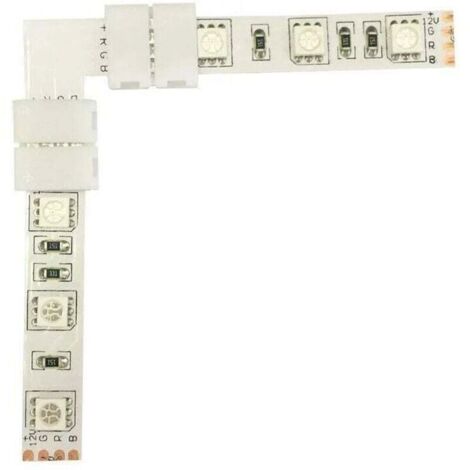 Lot de 5 Connecteurs/ Raccords Rapides en L à Ruban LED RGB 5050 Connecteur d'angle de Bande LED Connecteur à Angle Droit 4 Broches pour SMD 5050 RGB LED Strip de 10mm de Large [Classe énergétique A++