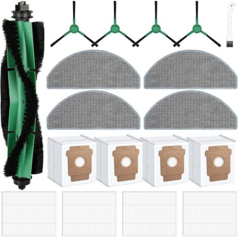 18 Accessoires pour Aspirateur Irobot Roomba Combo 2 Essential/iRobot Roomba 105 Combo, 1 Brosse à Rouleau, 4 Filtres, 4 Serpillères, 4 brosses latérales, 4 sacs à poussière, 1 Brosse de Nettoyage (1/4)