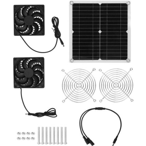 Kit De Ventilateur Solaire 20 W , Ventilateur à énergie Solaire , Ventilateur D'extraction étanche , ventilateur solaire USB panneau solaire serre pour camping-cars serres maisons d'animaux poulailler (1/4)