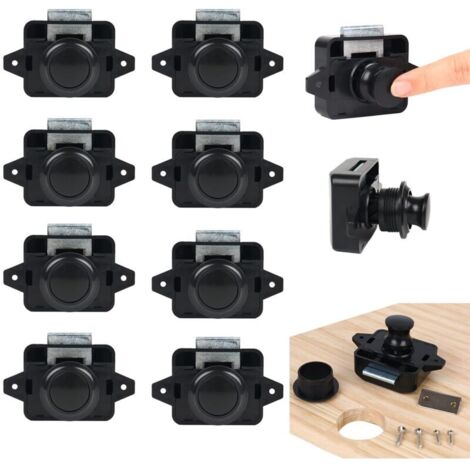 Lot de 10 boutons poussoir Catch Door armoire , Loquet à Bouton Poussoir Ajustement 15-18mm épaisseur Bateau Van Yacht , cabinet Lock Catch Verrou de porte d'armoire, serrure de meuble