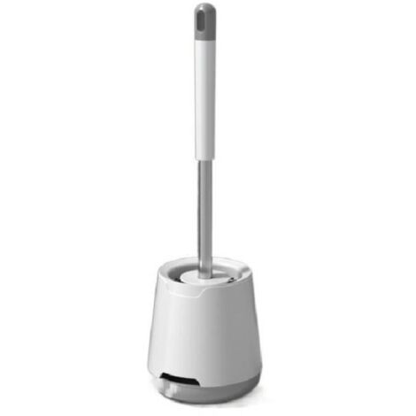 Brosse WC Silicone - Brosse Toilette et Supports , Anti-goutte , Antibactérienne , Balai WC Ventilée , Séchage Rapide sans Odeur , Balayette WC Montage Mural/au Sol , Salle de Bain et WC , Blanc