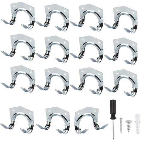 15 Pack Heavy Duty Multi Tool Hooks for Home & Garage Storage - Non Slip Wall Mount Double Hooks for Warehouse Garage Shed Garden Tools (1/4)