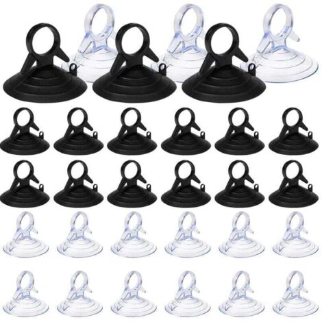 60 Pièces Ventouse pare Soleil, 45mm Ventouse Sans Crochets Ventouse, PVC Ventouses Mini Ventouse Transparente et Noire Ventouse, Ventouse pour Vitre