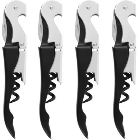Limonadier Professional 3 in 1 Carbon Steel Corkscrew for Beer and Wine Bottle, Waiter Corkscrew and Foil Cutter for Sommeliers, Waiters and Bartenders, Black