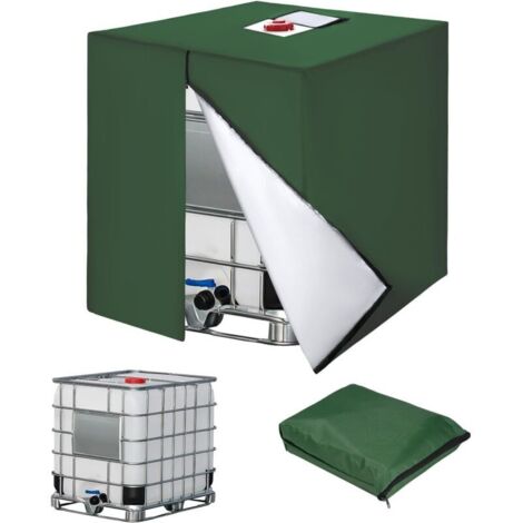 Housse de protection pour réservoir IBC de 1000L, 210D Housse salon de jardin, anti-poussière, anti-UV, avec fermeture éclair, 120 x 100 x 116 cm, Vert (1/4)