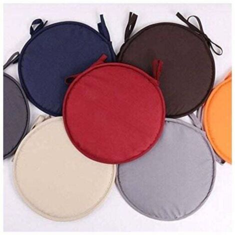 Lot de 4 Coussin Rond Galette de Chaise Ronde pour Table et Chaise de Salle à Manger avec Cordon de Serrage 38cm (gris foncé)
