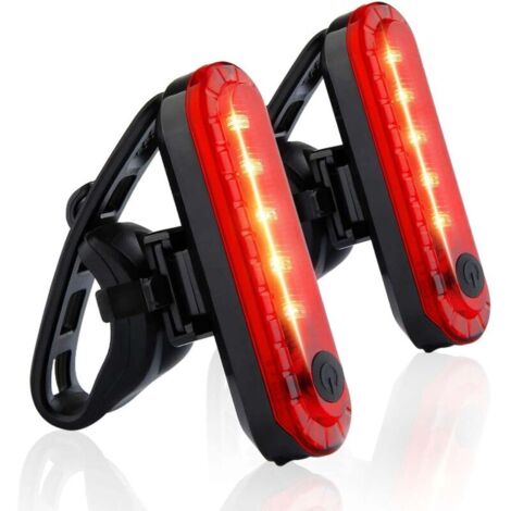 Lot de 2 feux arrière de vélo à LED rechargeables par USB, éclairage de sécurité indispensable pour le cyclisme de nuit, réflecteur étanche et lumineux pour VTT, adapté aux hommes, femmes et enfants. (1/4)