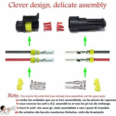 Connecteur étanche,connecteurs de Fils électriques autobloquants à 2 Broches avec Fil 16 AWG Marine pour Les connexions de Voiture,Camion,Bateau et Autres Fils. (5pack) (2pin Connector) (1/3)