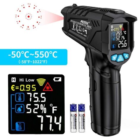 Thermomètre infrarouge laser professionnel sans contact, pistolet de température infrarouge -50°C à 550°C (1/4)