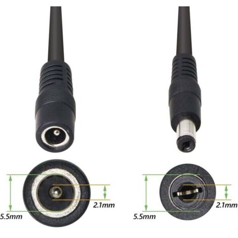 5.5/2.1MM 12V DC câble d'alimentation Splitter 1 mâle à 2 connecteurs Femelles CCTV DC Splitter 1 mâle à 2 Splitter câble Femelle (0,3M) (1/4)