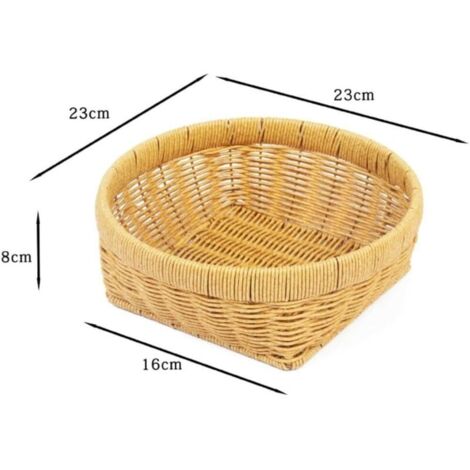 Panier de cuisine en plastique tressé, panier de service pour fruits et légumes, idéal pour la maison, la cuisine et le restaurant (23 x 23 x 8 cm) (1/4)