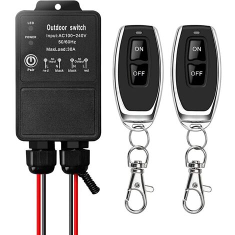 Télécommande sans fil étanche interrupteur radio AC 240V 220V récepteur relais 30A pour emplacement humide zone de cour extérieure pompe à eau légère irrigation de ferme toit garage entrepôt