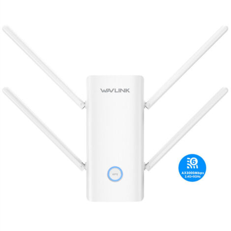 Répéteur WiFi 6 WAVLINK AX3000 - Répéteur Internet WiFi avec 5 antennes à gain élevé et formation de faisceaux , couverture double bande pour toute la maison , ports Gigabit , modes répéteur/point d'a (1/4)