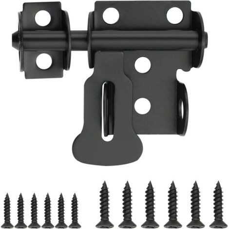Verrous Loquet Porte Extérieur, 6.6x4.6 CM, Verrou Porte Loquet Pratique Durable, Verrou Porte Interieure en Acier Inoxydable, Loquet Porte Coulissante Pour Portes, Fenêtres, Clôtures, Noir