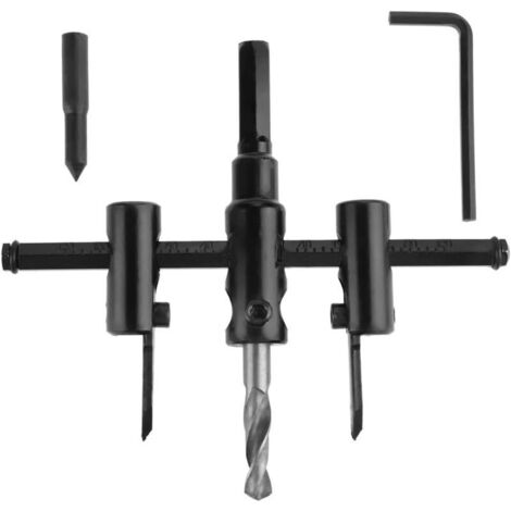 Scie Cloche Reglable Bois 30 mm à 120 mm, Scie-cloches Alliage de Haute Qualité, Foret de Trou Circulaire, DIY Outils de Travail du Bois, pour Gypse, Plastique (1/4)