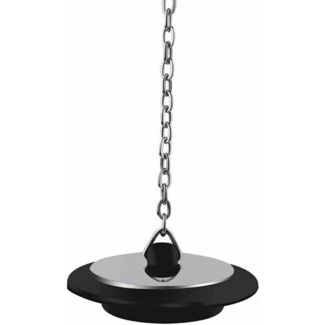 Bouchon de vidange, bouchon de baignoire universel avec longue chaîne à billes en métal et anneau de suspension, bouchon d'évier en chrome et caoutchouc, couvercle de vidange, filtre de remplacement p