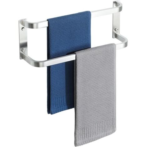 Porte-Serviettes Mural à 2 Niveaux, Barre Porte Serviette, Longueur 40 CM, en Acier Inoxydable SUS304 pour Cuisine et Salle de Bain, Finition Brossé (1/4)