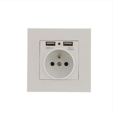 Lot de 2 Prises Murales, Prise Electrique Murale avec Double USB 5V/2100mA, Prise Encastrable avec 2 Ports de USB Pratique et Manialble TREETALK (1/4)