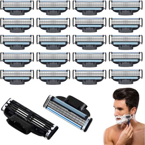Recharges de lames de rasoir Mach 3, 20 Pièces Lames de Rasoir Mach 3, Hommes Lame De Rasoir Mach 3, Mach 3 Recharges de Lames de Rasoir, Compatibles avec Rasoir Mach 3, pour Tous Types de Barbes (1/4)