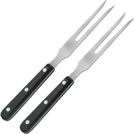 2 fourchettes à découper, fourchettes à casserole, fourchettes à viande en acier inoxydable avec manches en plastique, fourchettes de service pour barbecue de 27 cm, fourchettes à barbecue avec manche (1/4)