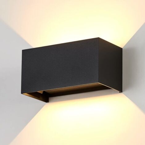 Lampes murales décoratives, 20 W, étanche IP65, éclairage mural LED pour l'intérieur et l'extérieur, faisceau lumineux réglable, applique murale extérieure 3000 K blanc chaud (noir/blanc [Classe énerg (1/4)