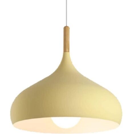 Suspension créative en forme de macaron, lustre moderne, plafonnier minimaliste pour cafés, convient aux cuisines, tables de chevet, salons de thé et cafés de style champêtre (jaune, 24 cm). (1/4)