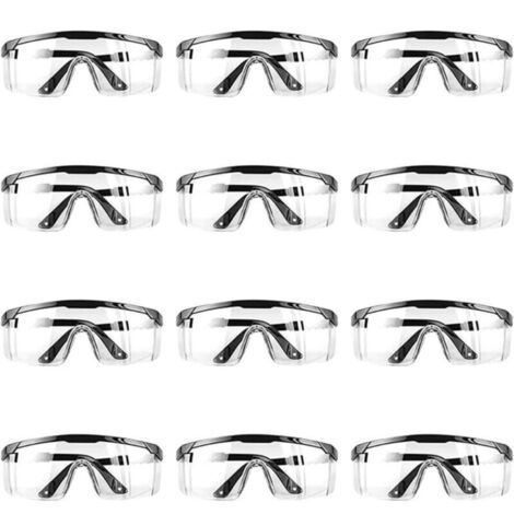 12pcs Lunette protection,Lunette de protection travail,Lunettes de Protection de Vision Intégrale,Lunettes de protection anti-buée avec protection UV Pour adultes (homme et femme) Transparent (1/4)