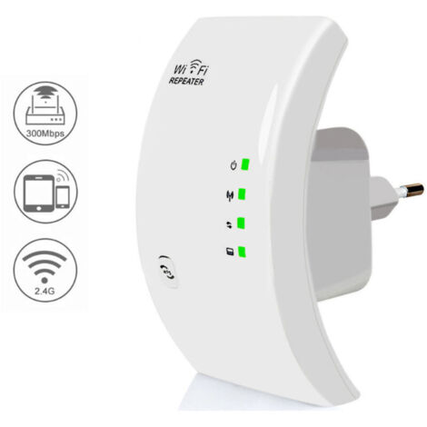 Répéteur WiFi, Amplificateur WiFi Puissant, WiFi Extender N300, WiFi Signal Booster, 1 Port Ethernet, Couvre jusqu'à 200㎡,Compatible avec Toutes Les Box Internet-Blanc (1/4)