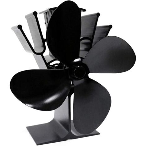 Ventilateur de poêle à bois Hot Blast à 4 pales, économie de combustible, chauffage écologique (noir) (1/4)