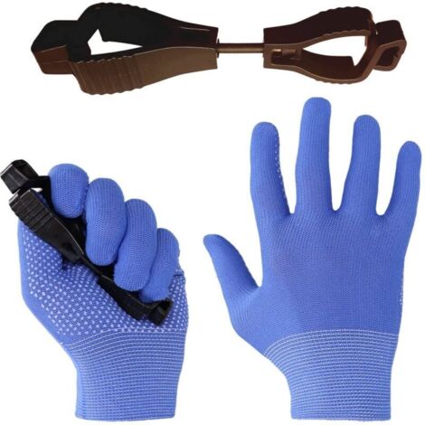 Lot de 12 paires de gants de travail à picots pour travaux légers avec pinces à gants(bleu) (1/4)