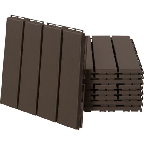 Caillebotis - Dalles terrasse - Lot de 9 - emboîtables, Installation très Simple - Petits Carreaux Composite Plastique Imitation Bois Chocolat