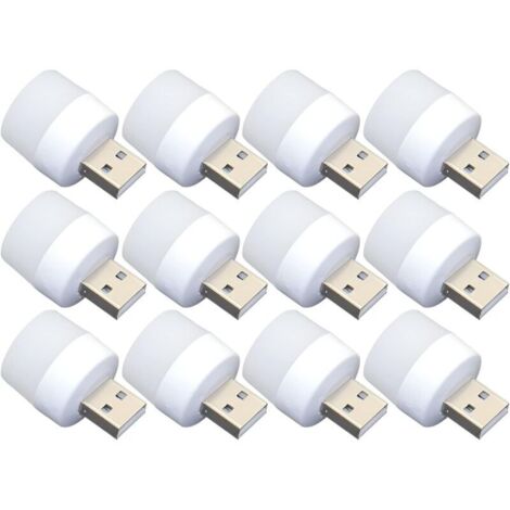 Mini Lumière de Nuit USB - 12pcs Plug-in Bulbes, Lumière blanc Portable pour Toilette, Cuisine, Couloir - Idéal pour Les Enfants (1/4)