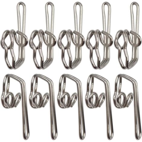 Lot de 100 crochets de draperie en métal pour tête de rideau, argent (1/5)