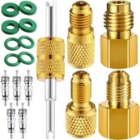Adaptateur de réservoir de réfrigérant R134a R134a en laiton 1/4" à 1/2" Adaptateur de connexion de port de pompe à vide R134a Adaptateur de connexion de port de pompe à vide 1/2" à 1/4"