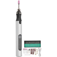 Jeffergarden Micro graveur électrique stylo Mini bricolage Vibro gravure trousse à outils accessoires de retrait d'ongles argent