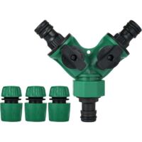 Connecteur de Raccord Tuyau D'arrosage, Embout Tuyau Arrosage, Séparateur de Tuyau en Y, Adaptateur Robinet Tuyau Arrosage, Gardena Raccord avec 2 Sorties Vannes pour Robinet Jardin