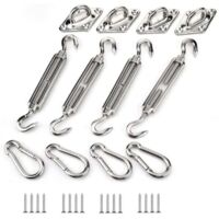 Kit de Fixation pour Voile D'ombrage, Acier Inoxydable Voile D'ombrage Kit de Fixation pour Triangle et Carré, Rectangle, du Voile D'ombrage Accessoires de Fixation M5 -Versaill