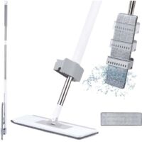 Balai Microfibre avec Essorage Intégré, Balai Serpillère Professionnel avec 137cm Poignée, Serpillère Plate avec 2 Tampons Réutilisables, pour Nettoyage Bois Dur, Stratifié, Carrelage