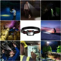 Lampe Frontale Rechargeable Phares à LED Faisceau Large Zoom Capteur de Mouvement 6 Modes Lampe Lampe Frontale Rechargeable Phares à LED Faisceau Large Zoom Capteur de Mouvement 6 Modes Lampe