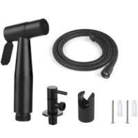 Pulvérisateur de toilettes pour bidet et de toilettes en acier inoxydable, Kit de pulvérisateur de bidet, pulvérisateur de robinetterie Pulvérisateur de WC (noir)