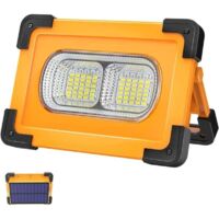 Projecteur solaire 70W Projecteur LED Rechargeable 3 Modes Super Brillant Lampe de Travail Projecteur LED Portable avec Solaire Lampe Chantier pour Chantier, Camping, Pêche, éparation de voiture, Bric